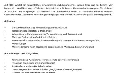 Freie Stelle im Büro auf den Sommer 2026